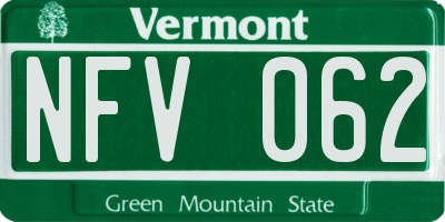 VT license plate NFV062