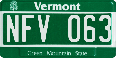 VT license plate NFV063