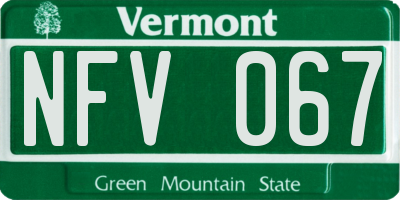 VT license plate NFV067