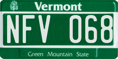 VT license plate NFV068