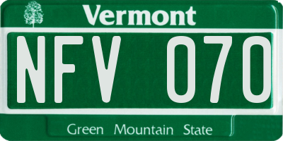 VT license plate NFV070
