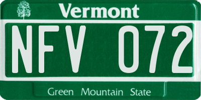 VT license plate NFV072