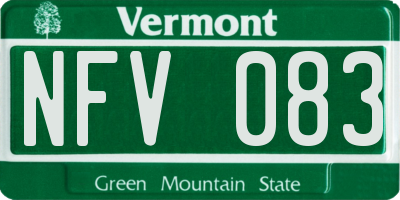 VT license plate NFV083