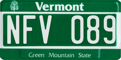 VT license plate NFV089
