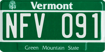 VT license plate NFV091
