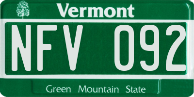 VT license plate NFV092