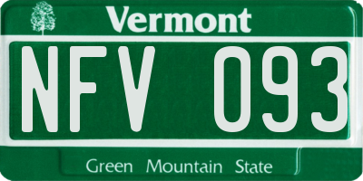 VT license plate NFV093