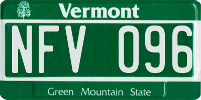 VT license plate NFV096