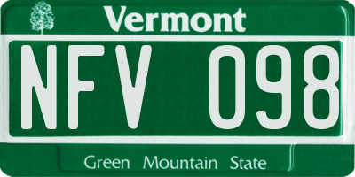 VT license plate NFV098