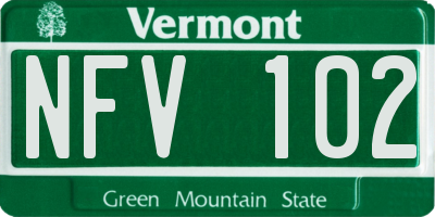VT license plate NFV102