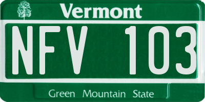 VT license plate NFV103