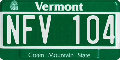 VT license plate NFV104