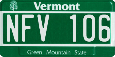 VT license plate NFV106