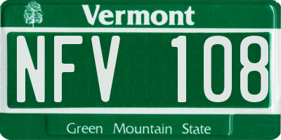 VT license plate NFV108