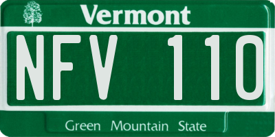 VT license plate NFV110