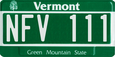 VT license plate NFV111