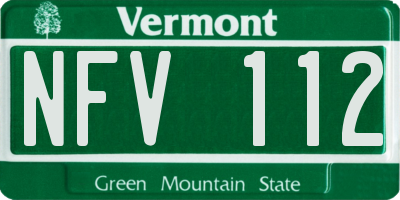 VT license plate NFV112