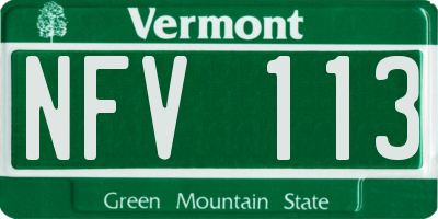 VT license plate NFV113