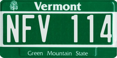 VT license plate NFV114