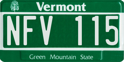 VT license plate NFV115