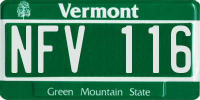 VT license plate NFV116