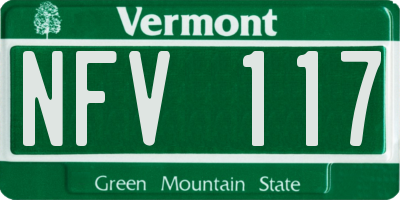 VT license plate NFV117