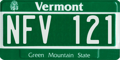 VT license plate NFV121