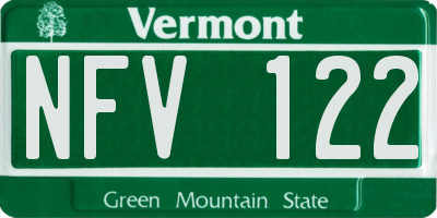 VT license plate NFV122