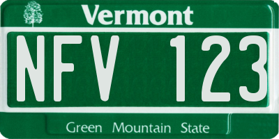 VT license plate NFV123