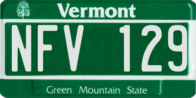 VT license plate NFV129