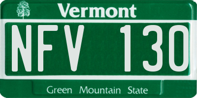 VT license plate NFV130