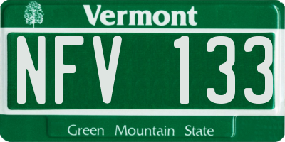 VT license plate NFV133