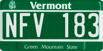 VT license plate NFV183