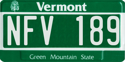 VT license plate NFV189