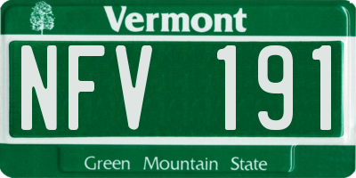 VT license plate NFV191