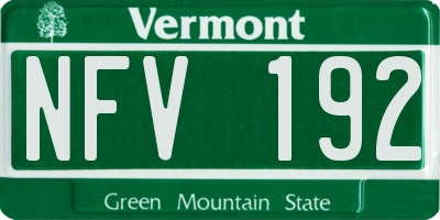 VT license plate NFV192