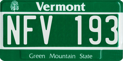 VT license plate NFV193