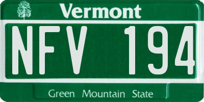 VT license plate NFV194