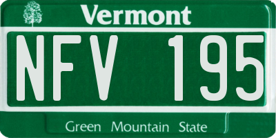 VT license plate NFV195