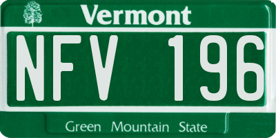VT license plate NFV196