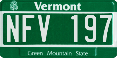 VT license plate NFV197