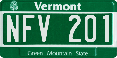 VT license plate NFV201