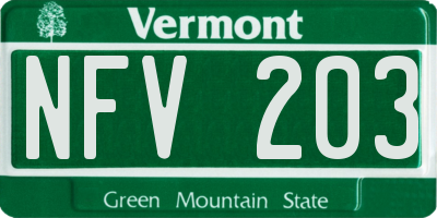 VT license plate NFV203