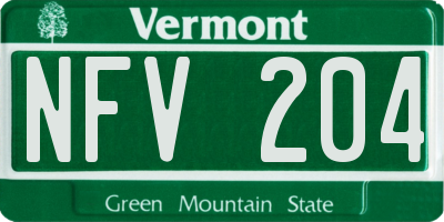 VT license plate NFV204