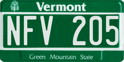 VT license plate NFV205