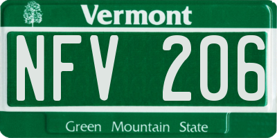 VT license plate NFV206