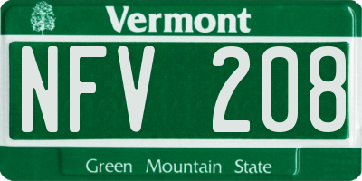 VT license plate NFV208