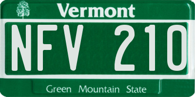 VT license plate NFV210
