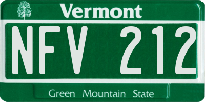 VT license plate NFV212