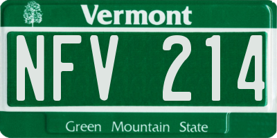 VT license plate NFV214